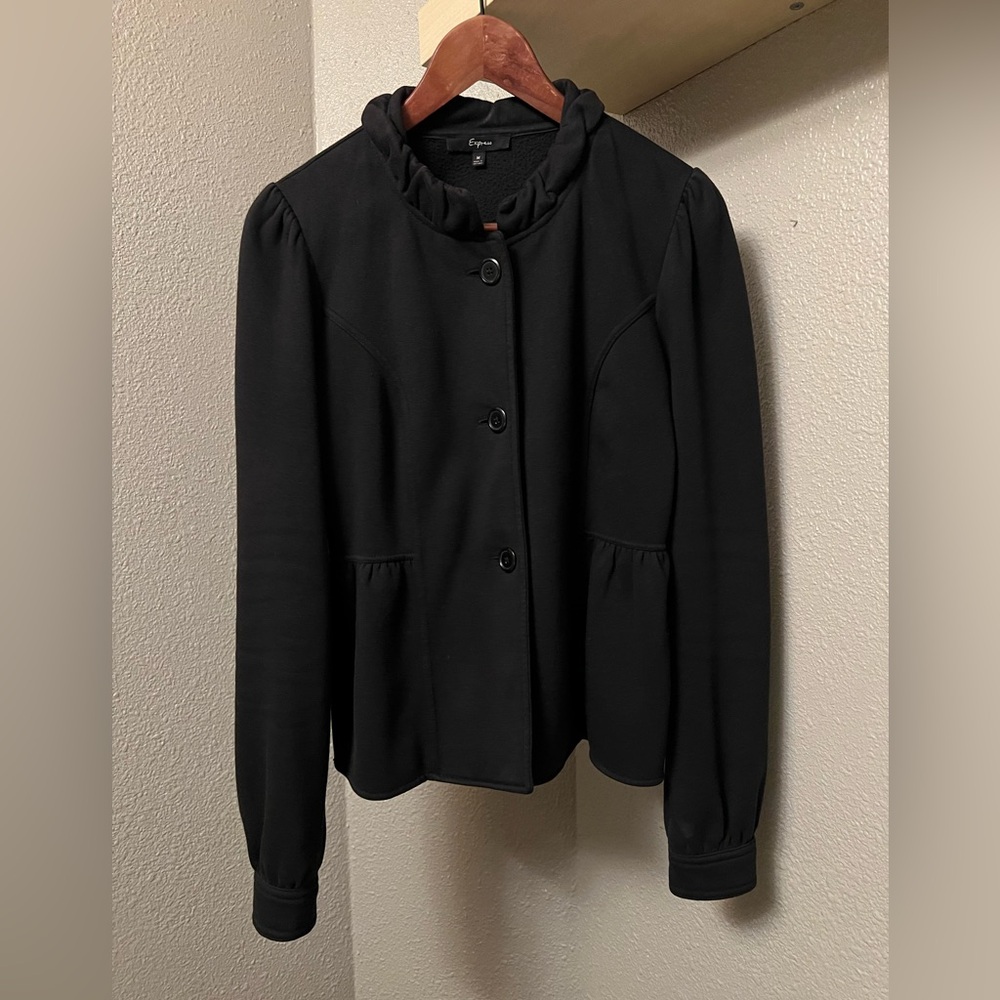 Express Women’s Black Fleece Peplum Jacket